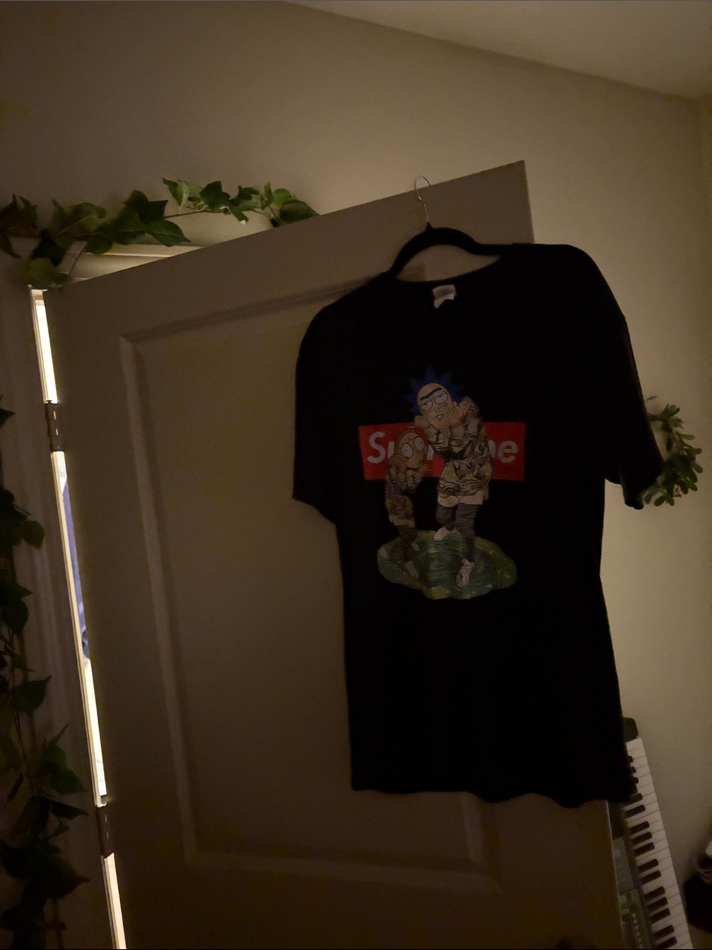 Black Graphic Rick and Morty Tee w/ Custom Supreme Print